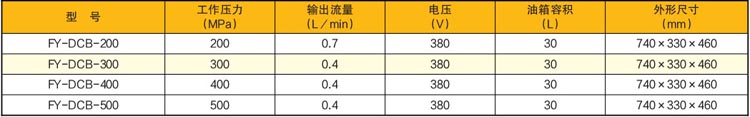 超高壓電動液壓泵站技術(shù)參數(shù)
